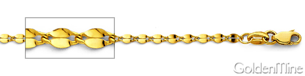 2.2mm Solid 14K Yellow Gold Curved Mirror Chain Necklace 16-24inch Slide 1