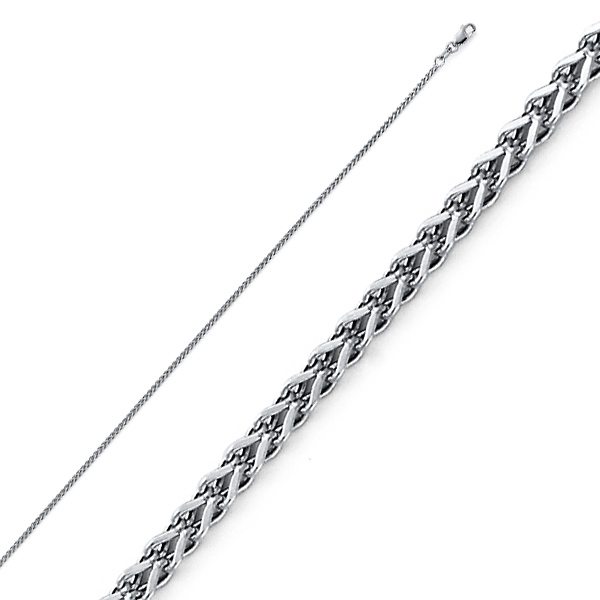 1.7mm 14K White Gold Solid Flat Square Franco Chain Necklace 16-24inch Slide 0