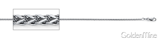 1.7mm 14K White Gold Solid Flat Square Franco Chain Necklace 16-24inch Slide 1