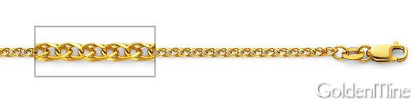 2mm Solid 14K Yellow Gold Flat Open Spiga Wheat Chain Necklace 16-24inch Slide 1