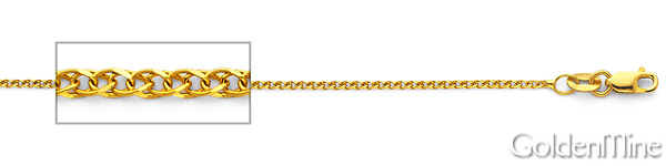 1.2mm 14K Yellow Gold Solid Flat Open Spiga Wheat Chain Necklace 16-24inch Slide 1