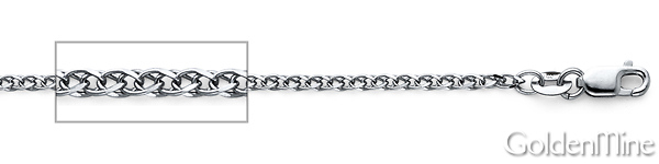 2mm 14K White Gold Solid Flat Open Spiga Wheat Chain Necklace 16-24inch Slide 1