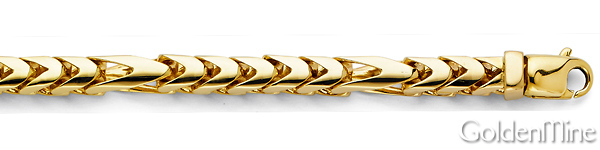 6mm 14K Yellow Gold Solid Men's Fancy Franco Chain Necklace 26in Slide 1