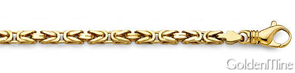 4.7mm Solid 14K Yellow Gold Solid Men's Fancy Byzantine Chain Bracelet 8.5in Slide 1