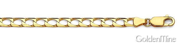 4mm 14K Yellow Gold Men's Square Curb Link Chain Bracelet 8in Slide 1