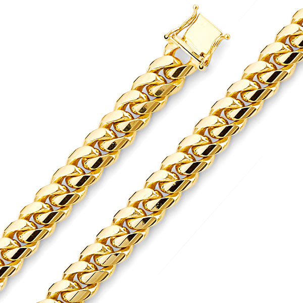 9.1mm 14K Yellow Gold Solid Miami Cuban Link Chain Necklace 24-28in Slide 0