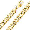 10mm 14K Yellow Gold Solid Flat Beveled Curb Cuban Link Chain Necklace 24-26in thumb 0