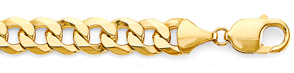 10mm 14K Yellow Gold Solid Flat Beveled Curb Cuban Link Chain Necklace 24-26in Slide 1