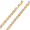 4.2mm 14K Tricolor Gold Solid Heart Star Diamond-Cut Valentino Chain Bracelet 7.5in thumb 0