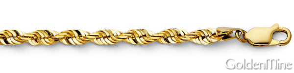 4mm 14K Yellow Gold Solid Men's Diamond-Cut Rope Chain Necklace 20-26in Slide 1