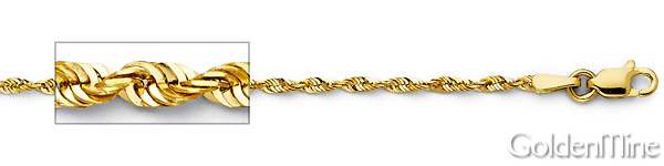 1.5mm 14K Yellow Diamond-Cut Gold Solid Rope Chain Necklace 16-24in Slide 1