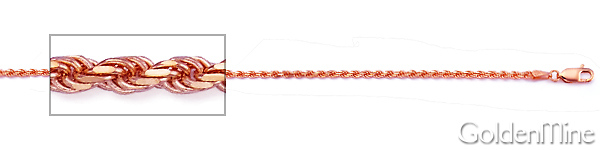 1mm 14K Rose Gold Diamond-Cut Gold Rope Chain Necklace 16-20in Slide 1