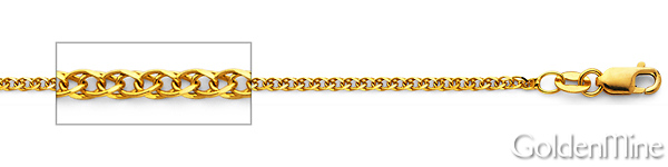 1.7mm Solid 14K Yellow Gold Flat Open Spiga Wheat Chain Necklace 16-22in Slide 1