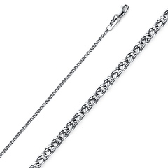 1.5mm Solid 14K White Gold Flat Open Spiga Wheat Chain Necklace 16-22in
