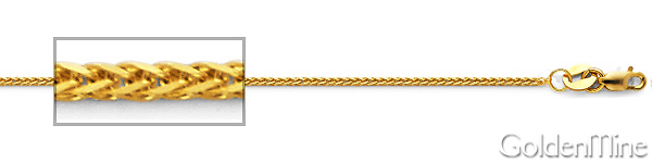 1mm Solid 14K Yellow Gold Square Braided Spiga Wheat Chain Necklace 16-24in Slide 1