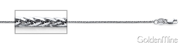 0.8mm Solid 14K White Gold Square Braided Spiga Wheat Chain Necklace 16-22in Slide 1