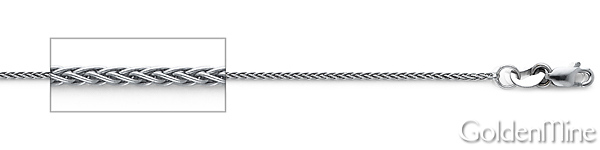 1.1mm Solid 14K White Gold Round Braided Spiga Wheat Chain Necklace 16-24in Slide 1