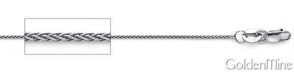 0.9mm 14K White Gold Solid Round Braided Spiga Wheat Chain Necklace 16-22in Slide 1