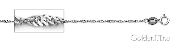 1.2mm Solid 14K White Gold Singapore Chain Necklace 16-22in Slide 1
