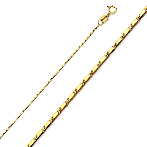 1mm Solid 14K Yellow Gold Snail Link Chain Necklace 16-22in Slide 0