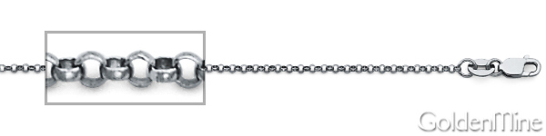 1.6mm 14K White Gold Solid Diamond-Cut Angled Rolo Cable Chain Necklace 16-24in Slide 1