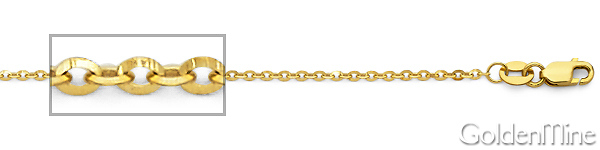 1.6mm 14K Yellow Gold Solid Diamond-Cut Beveled Cable Chain Necklace 16-22in Slide 1