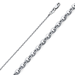 1.6mm 14K White Gold Diamond-Cut Solid Beveled Cable Chain Necklace 16-22in