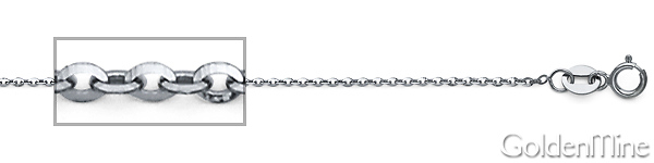 1.2mm 14K White Gold Solid Diamond-Cut Beveled Cable Chain Necklace 16-22in Slide 1