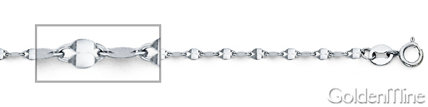 2mm Solid 14K White Gold Flat Mirror Link Chain Necklace 16-22in Slide 1