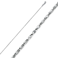 1mm Solid 14K White Gold Diamond-Cut Round Snail Chain Necklace 16-22in