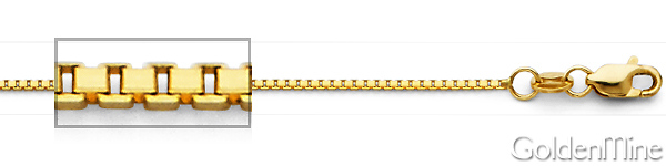 1mm Solid 14K Yellow Gold Solid Box Chain Necklace 16-24in Slide 1