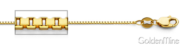 0.8mm Solid 14K Yellow Gold Box Link Chain Necklace 16-24in Slide 1
