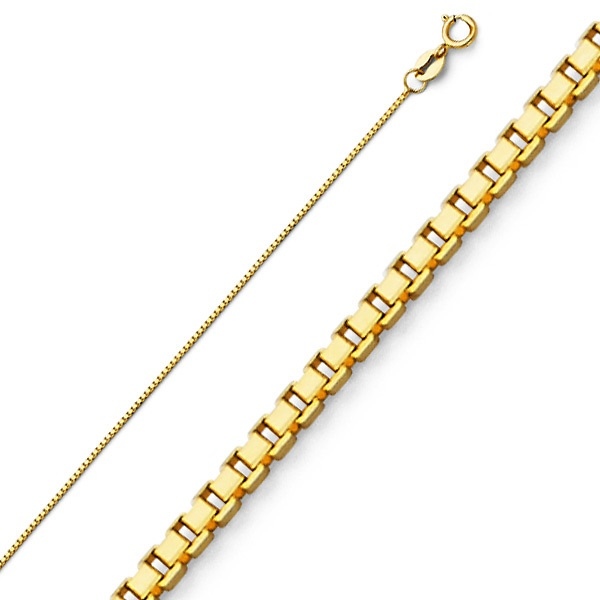 0.6mm Solid 14K Yellow Gold Solid Box Link Chain Necklace 16-22in Slide 0