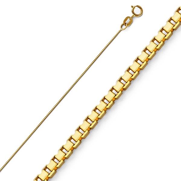 0.5mm 14K Yellow Gold Solid Box Link Chain Necklace 16-22in Slide 0