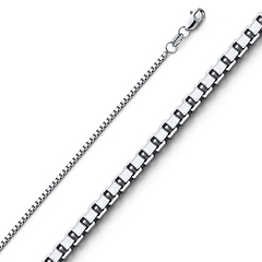 1mm 14K White Gold Solid Box Link Chain Necklace 16-24in