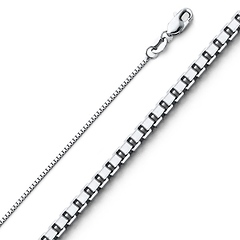 0.8mm 14K White Gold Solid Box Link Chain Necklace 16-24in