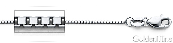 0.8mm 14K White Gold Solid Box Link Chain Necklace 16-24in Slide 1