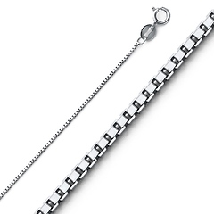 0.6mm Solid 14K White Gold Solid Box Link Chain Necklace 16-24in