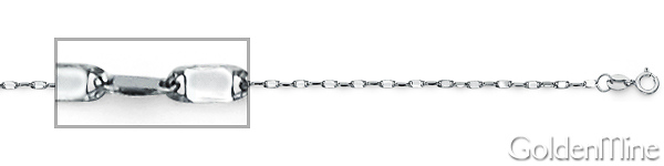 1.2mm Solid 14K White Gold Twisted Snail Chain Necklace 16-22in Slide 1