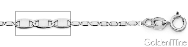 1.3mm 14K White Gold Solid Valentino Chain Necklace 16-22in Slide 1