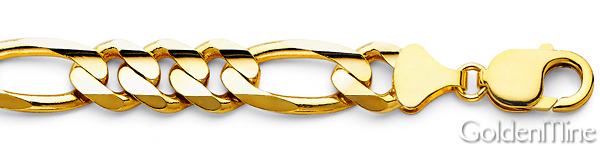 Men's 11mm 14K Yellow Gold Solid Figaro Link Chain Necklace 24-30in Slide 1