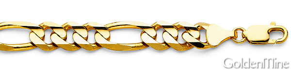8.5mm 14K Yellow Gold Solid Men's Figaro Link Chain Necklace 20-26in Slide 1