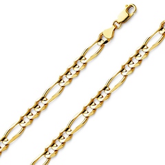 6mm 14K Yellow Gold Solid Men's Figaro Link Chain Necklace 18-30in