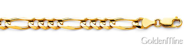 6mm 18K Yellow Gold Solid Men's Figaro Link Chain Necklace 18-30in Slide 1
