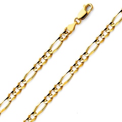 5mm 18K Yellow Gold Solid Figaro Link Chain Necklace 16-30in