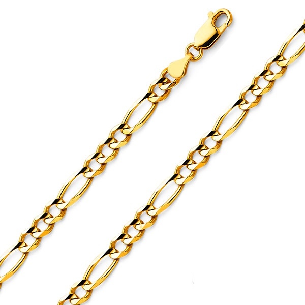 5mm 18K Yellow Gold Solid Figaro Link Chain Necklace 16-30in Slide 0