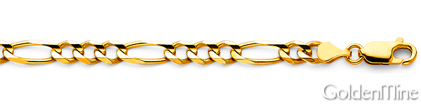 5mm 18K Yellow Gold Solid Figaro Link Chain Necklace 16-30in Slide 1