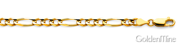 4mm 14K Yellow Gold Solid Figaro Link Chain Necklace 18-24in Slide 1
