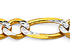 8.5mm 14K Two-Tone Gold Solid Men's Pave Figaro Link Chain Necklace 22-26in thumb 1