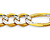 7mm 14K Two-Tone Gold Solid Men's Pave Figaro Link Chain Necklace 20-26in thumb 1